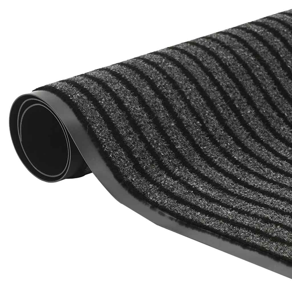 Dørmåtte Stribe Sort og Grå 115x500 cm