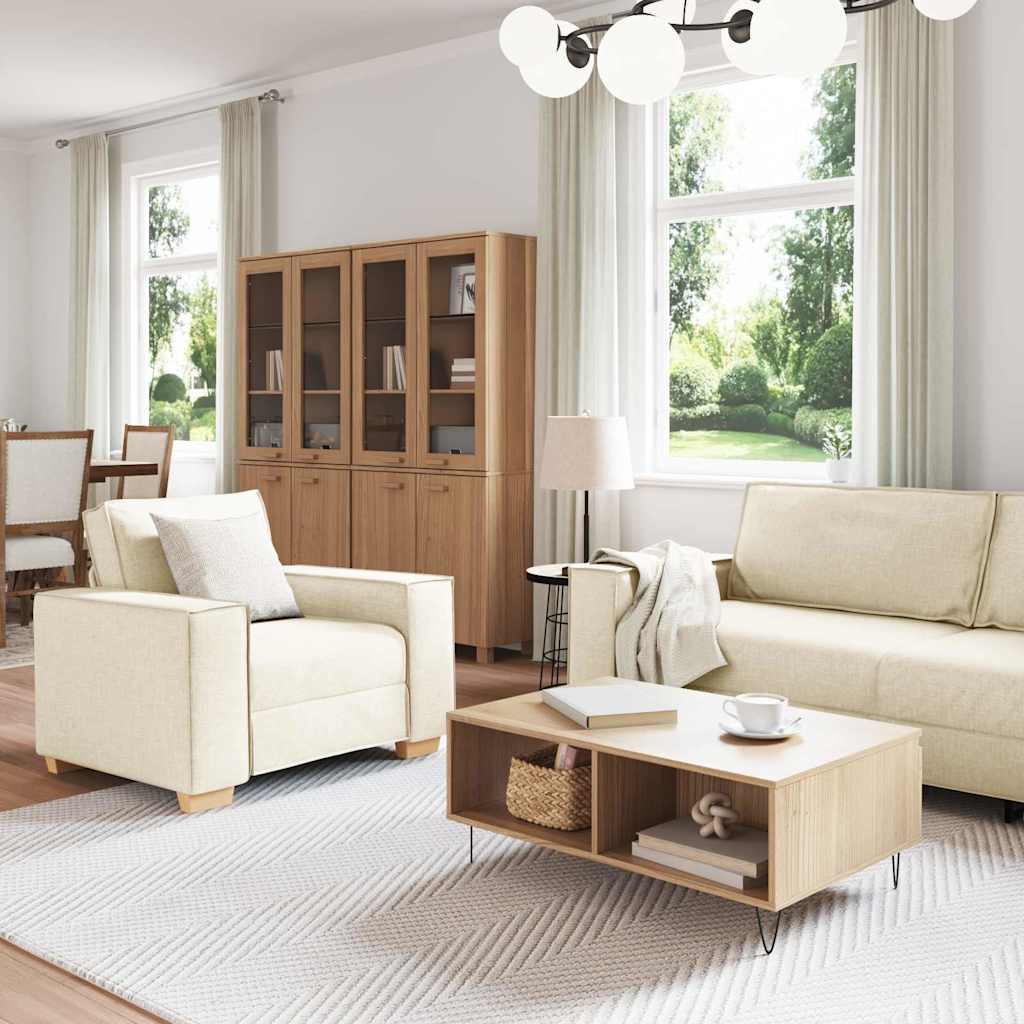 Sofa Sæt 3 stk. Beige Linned-blandet stof