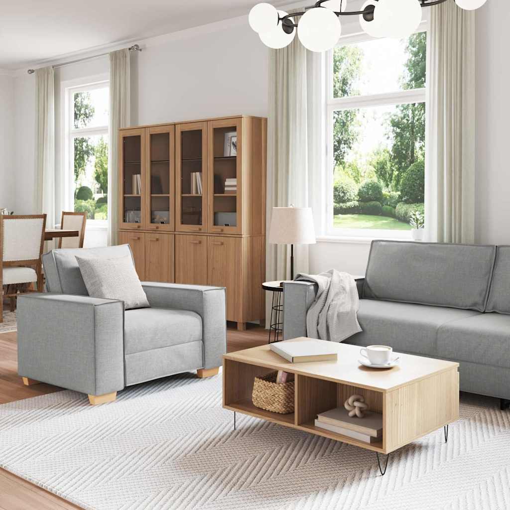 Sofa 3 stk. Skygrå Linned-blandet stof