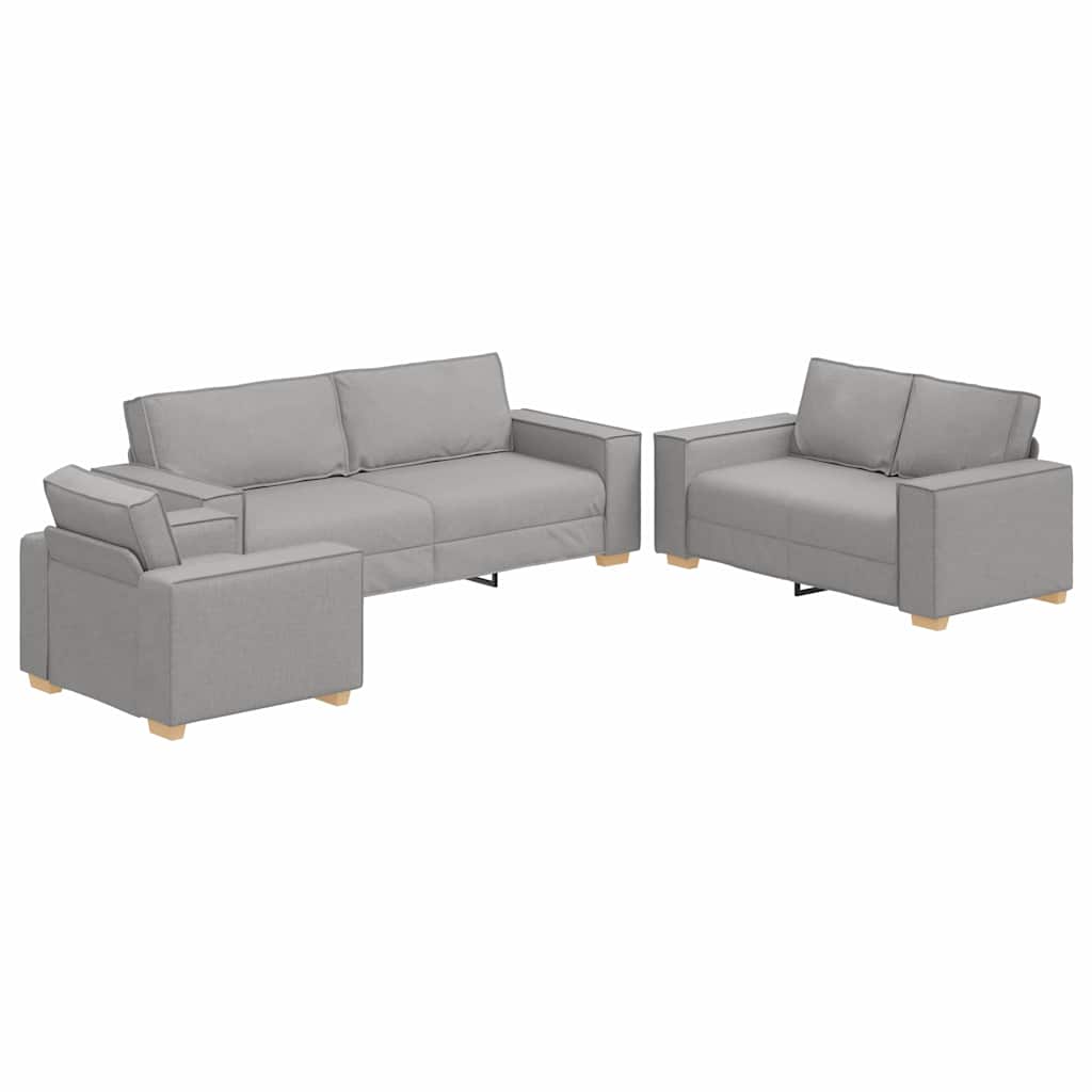 Sofa 3 stk. Skygrå Linned-blandet stof