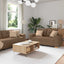 Sofa 3 stk. Brun Linned-blandet stof