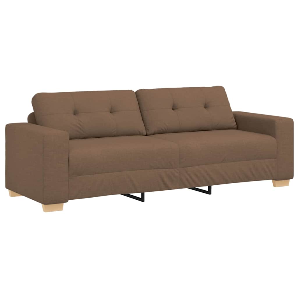 Sofa 3 stk. Brun Linned-blandet stof