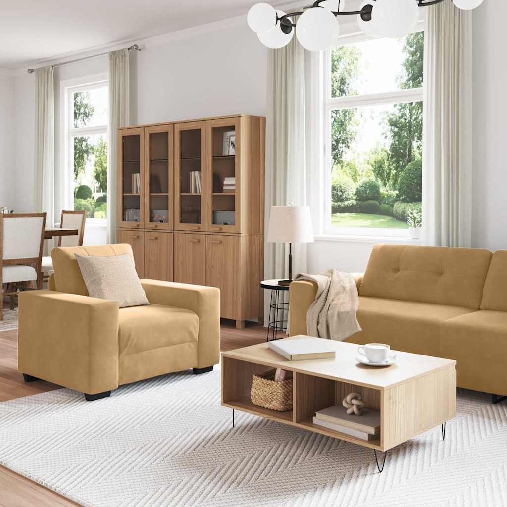 Sofa Sæt 3 pcs Brun 221 x 80 x 80 cm Fløjl