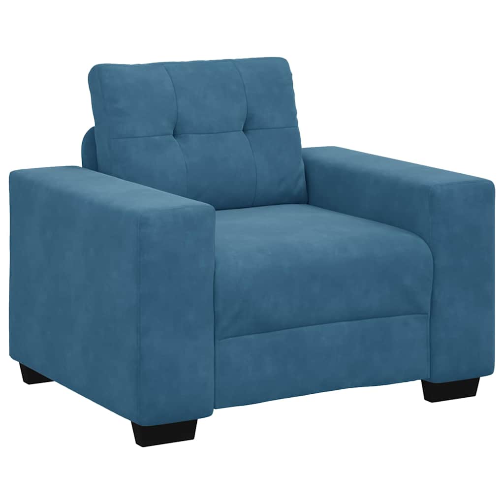 Sofa Sæt 3 stk. Blå Fløjl