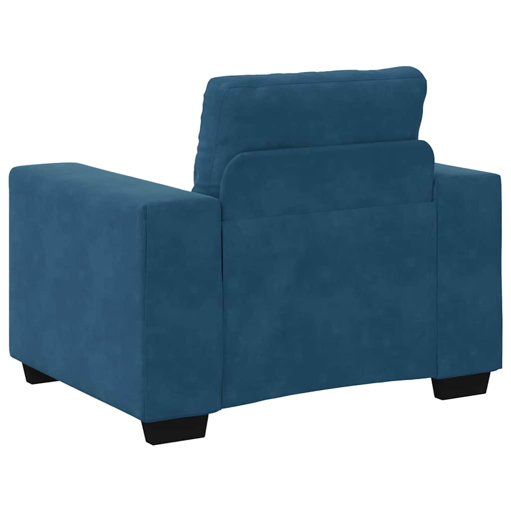 Sofa Sæt 3 stk. Blå Fløjl