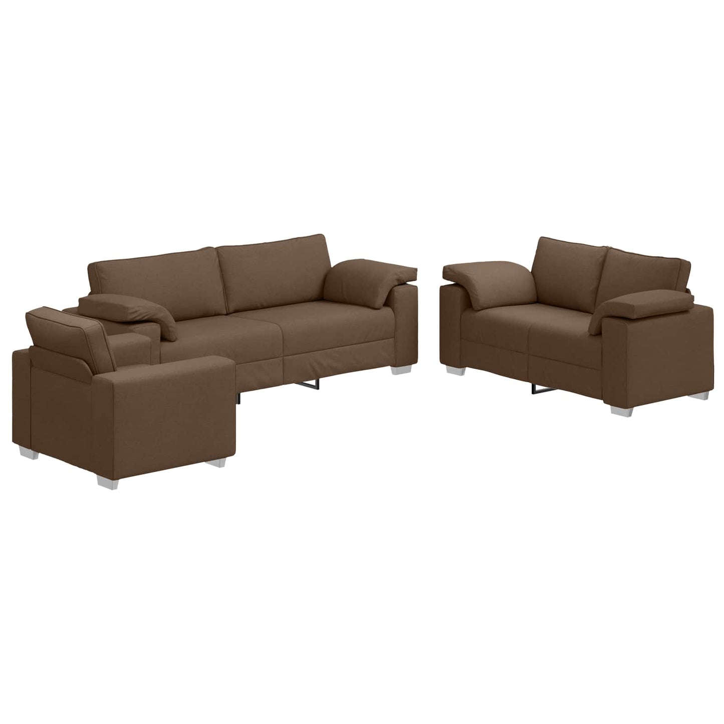 Sofa 3 stk. Brun Linned-blandet stof