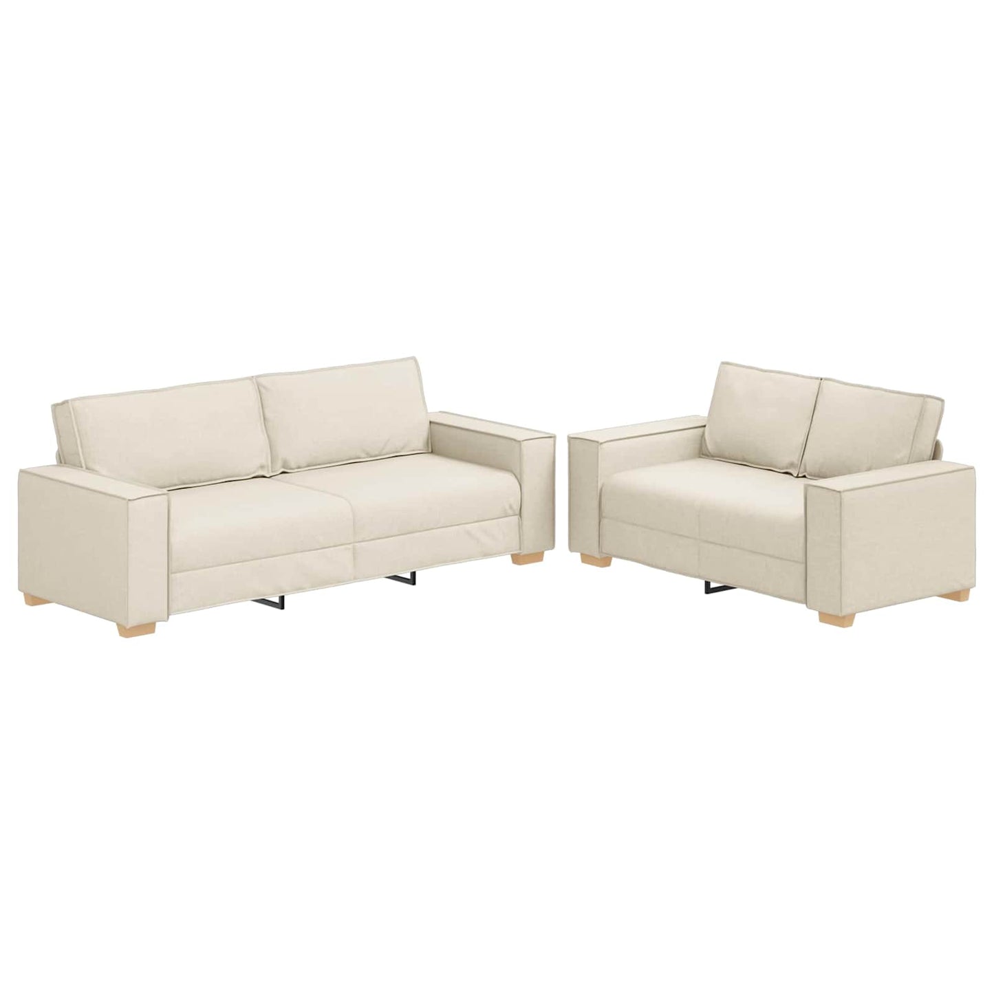 Sofa 2 stk. Beige Linned-blandet stof