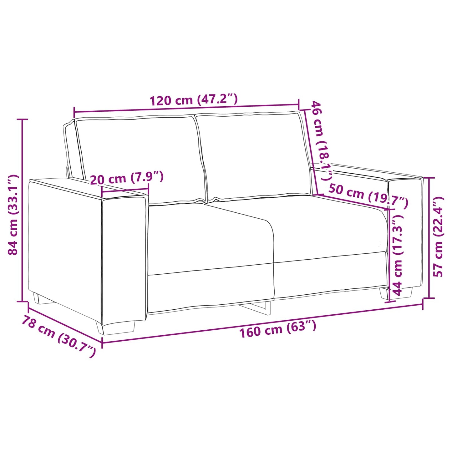 Sofa 2 stk. Beige Linned-blandet stof