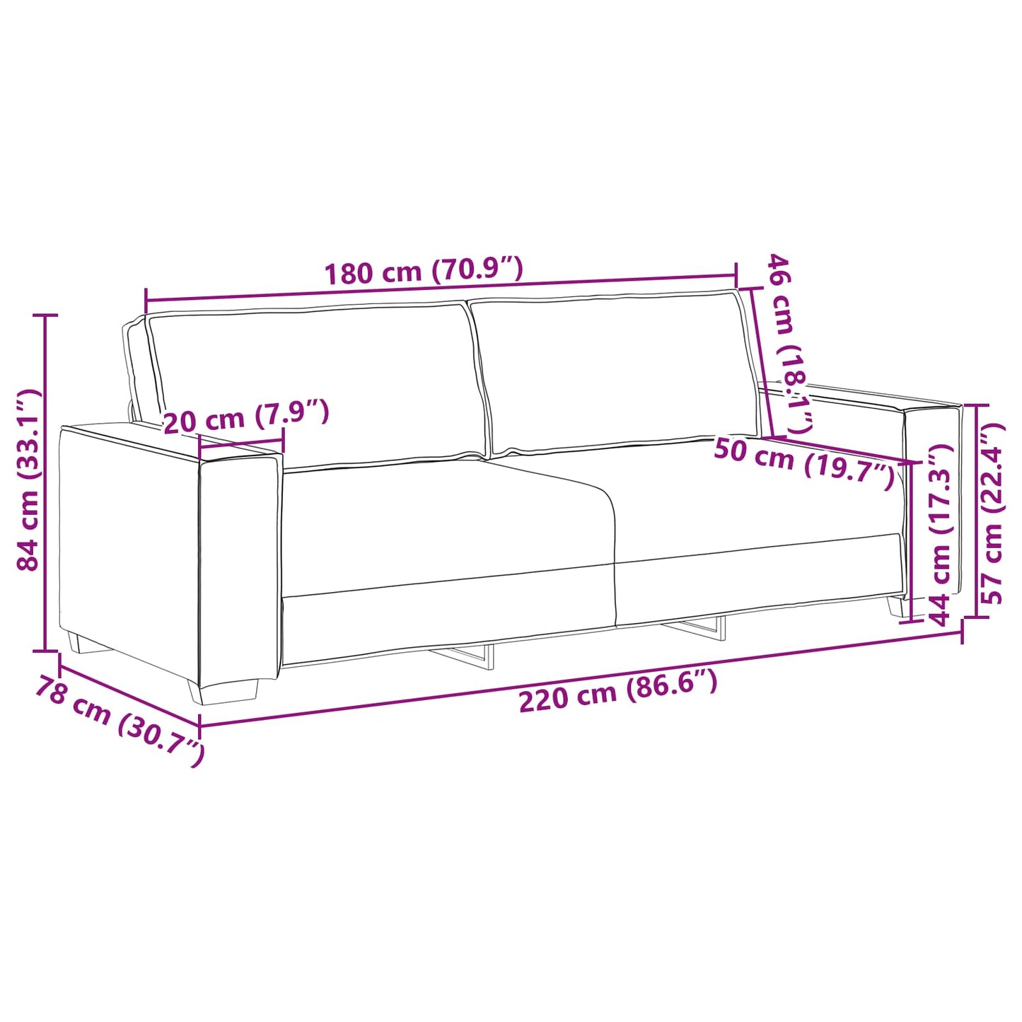 Sofa 2 stk. Beige Linned-blandet stof