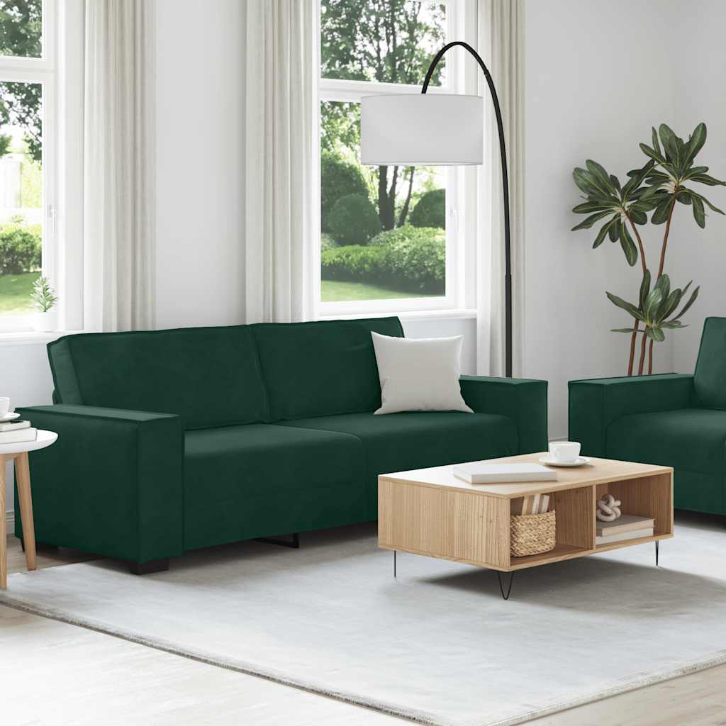 sofasæt 2 dele med hynder velour mørkegrøn