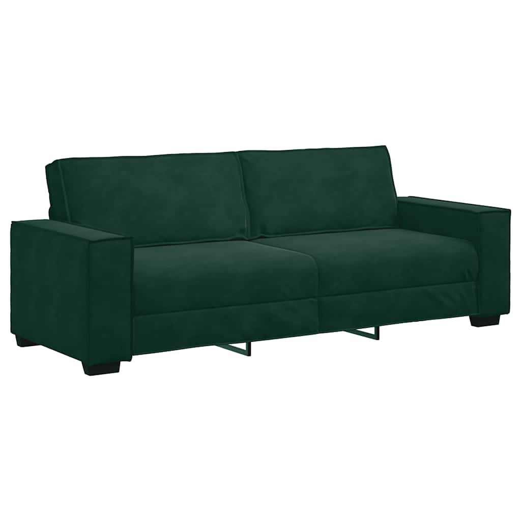 sofasæt 2 dele med hynder velour mørkegrøn