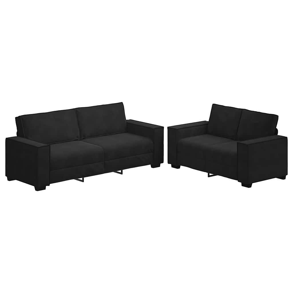 sofasæt 2 dele med hynder velour sort