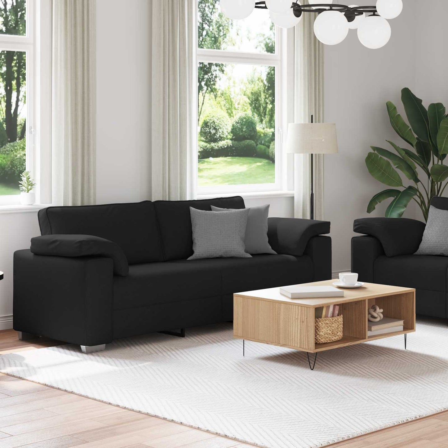 Sofa 2 stk. Sort Stof