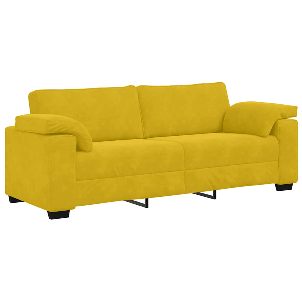 2-delt sofasæt med hynder gul fløjl