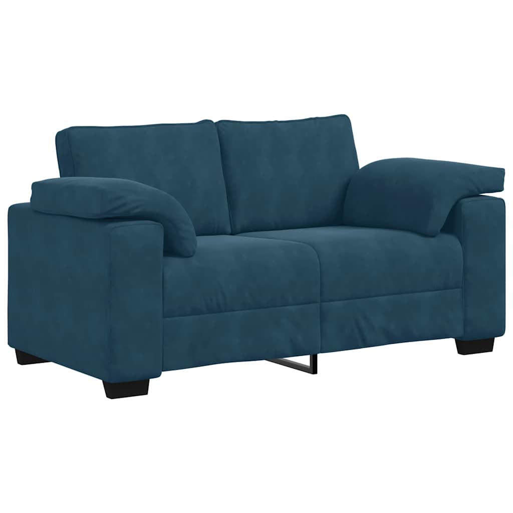 2-delt sofasæt med hynder blå fløjl