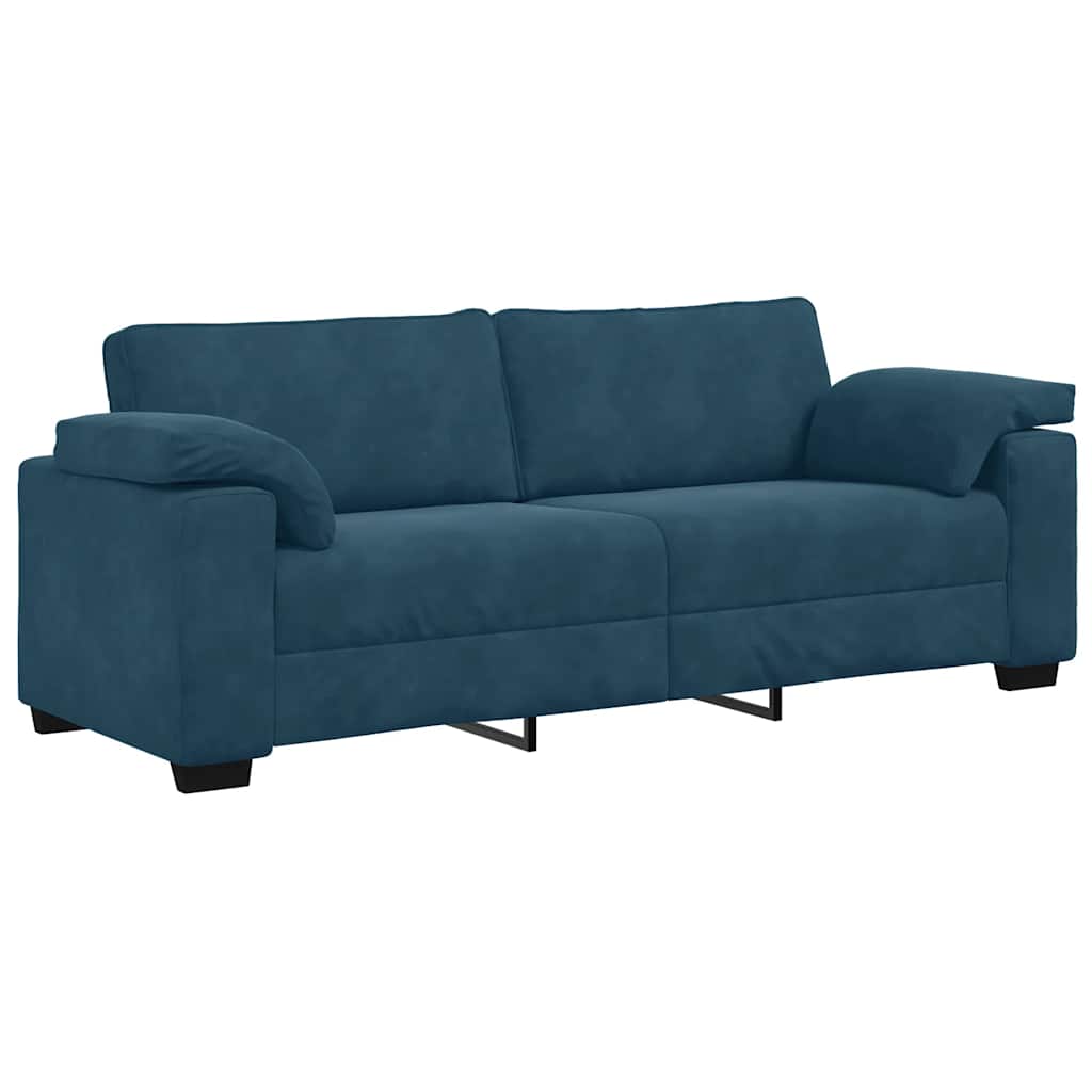 2-delt sofasæt med hynder blå fløjl