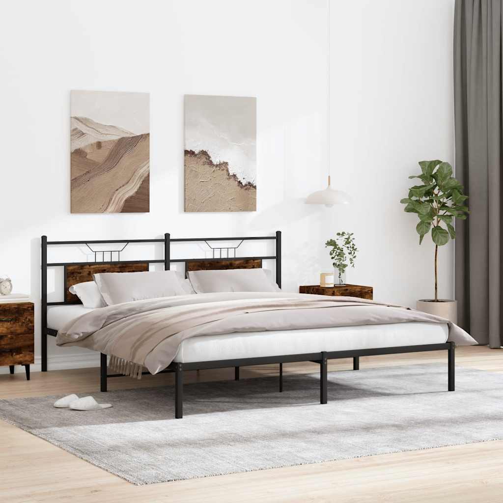 sengeramme uden madras 183x213 cm konstrueret træ røget eg
