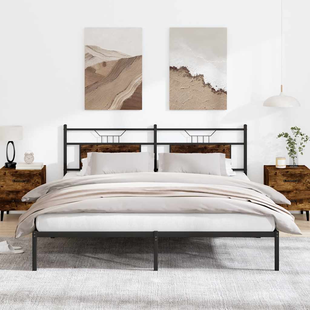 sengeramme uden madras 183x213 cm konstrueret træ røget eg