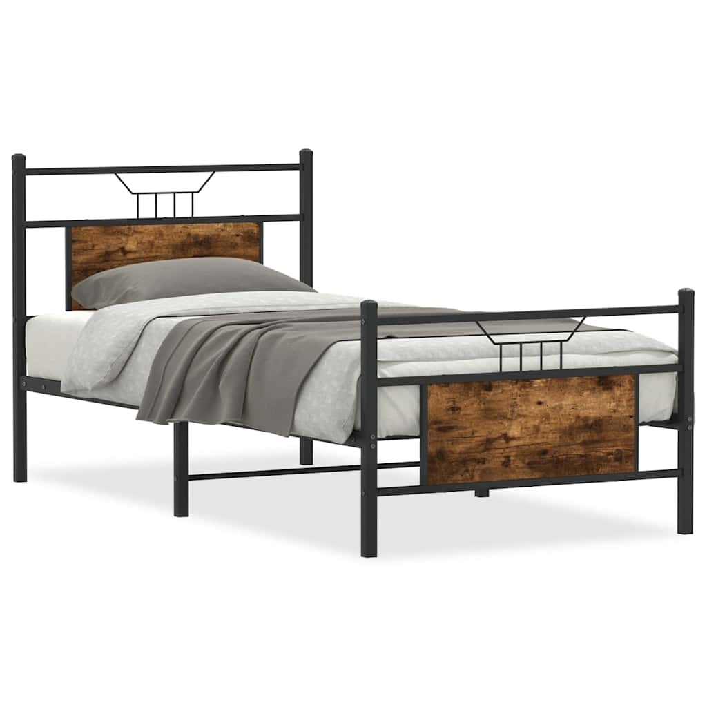 sengeramme 90x200 cm uden madras konstrueret træ røget eg