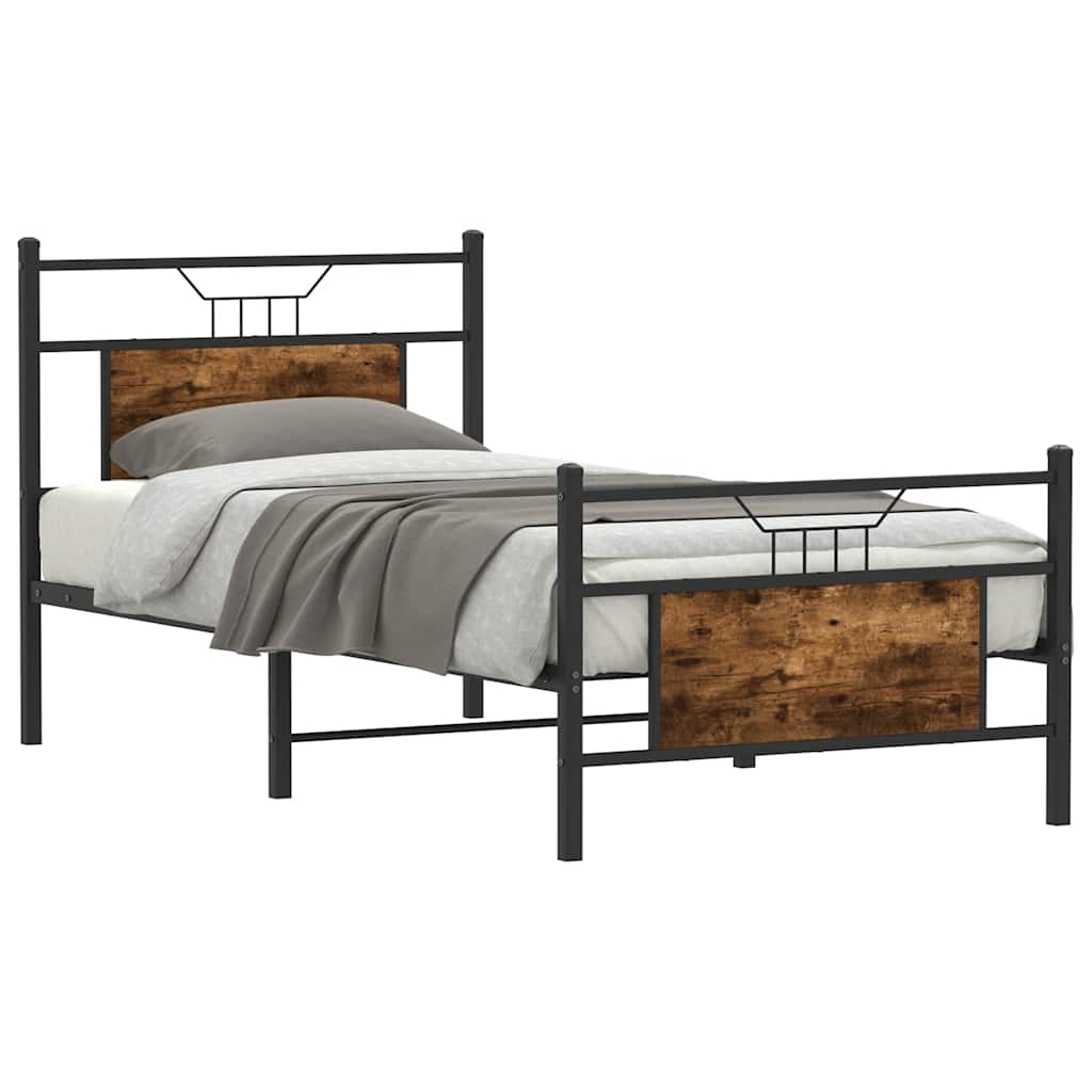 sengeramme 90x200 cm uden madras konstrueret træ røget eg