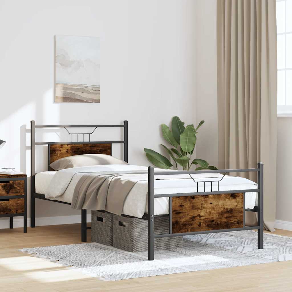 sengeramme 90x200 cm uden madras konstrueret træ røget eg