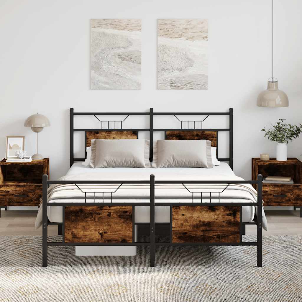 sengeramme 150x200 cm uden madras konstrueret træ røget eg