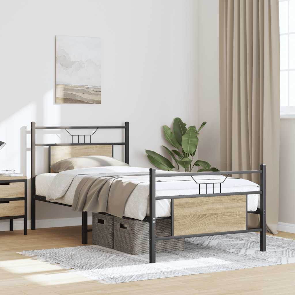 sengeramme 75x190 cm uden madras konstrueret træ sonoma-eg