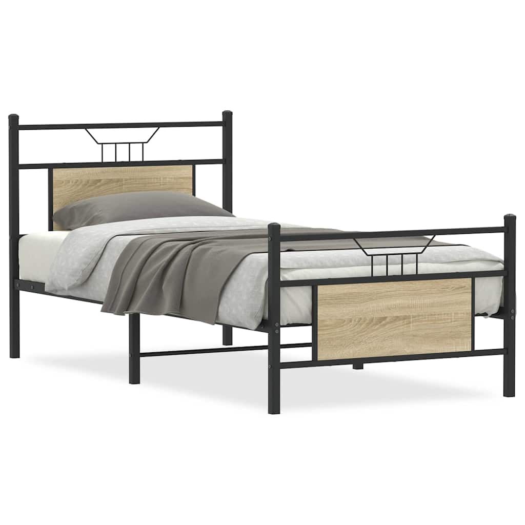sengeramme 90x190 cm uden madras konstrueret træ sonoma-eg