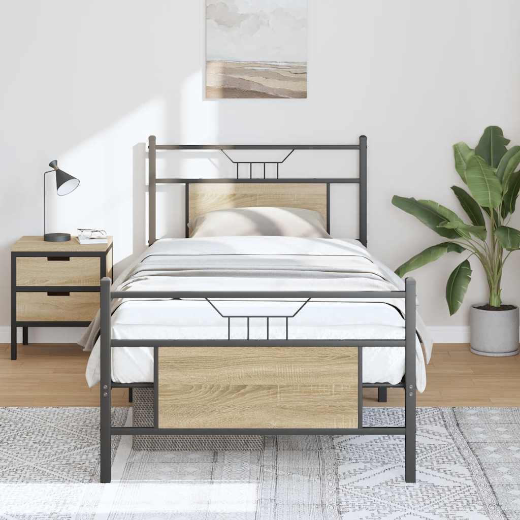 sengeramme 90x200 cm uden madras konstrueret træ sonoma-eg
