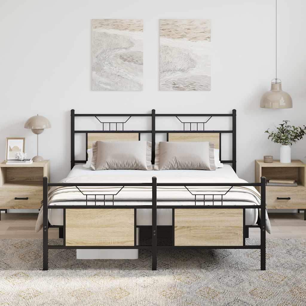 sengeramme 140x200 cm uden madras konstrueret træ sonoma-eg