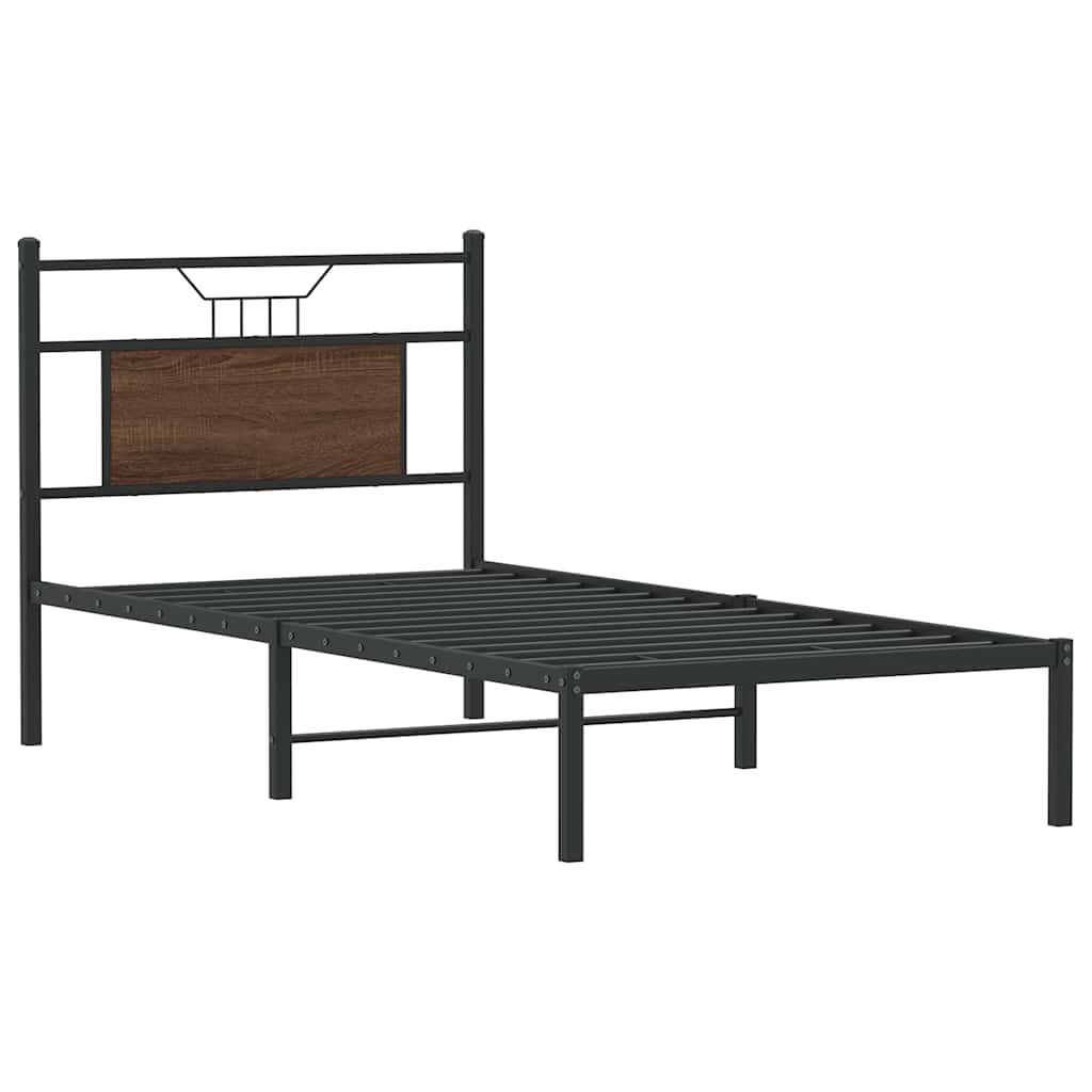 sengeramme 90x190 cm uden madras konstrueret træ brunt eg