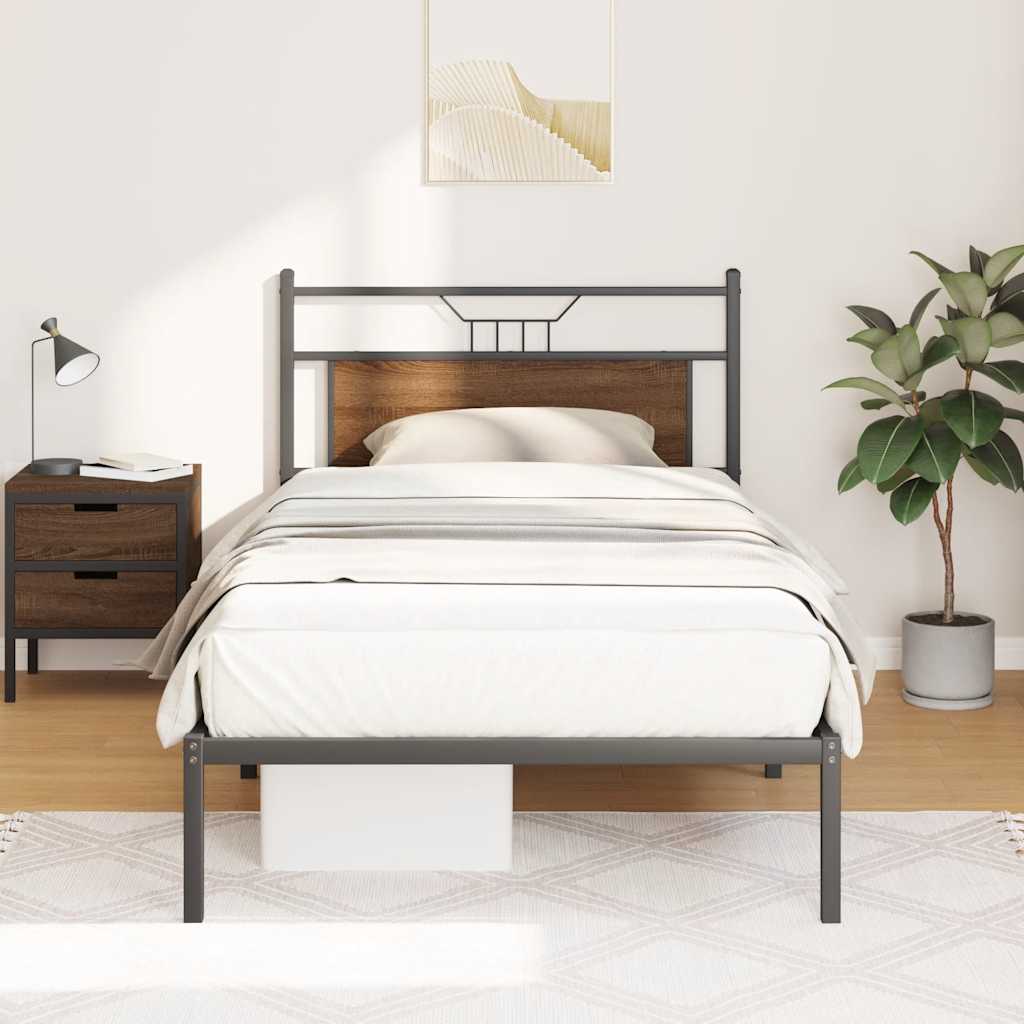 sengeramme 100x200 cm uden madras konstrueret træ brunt eg