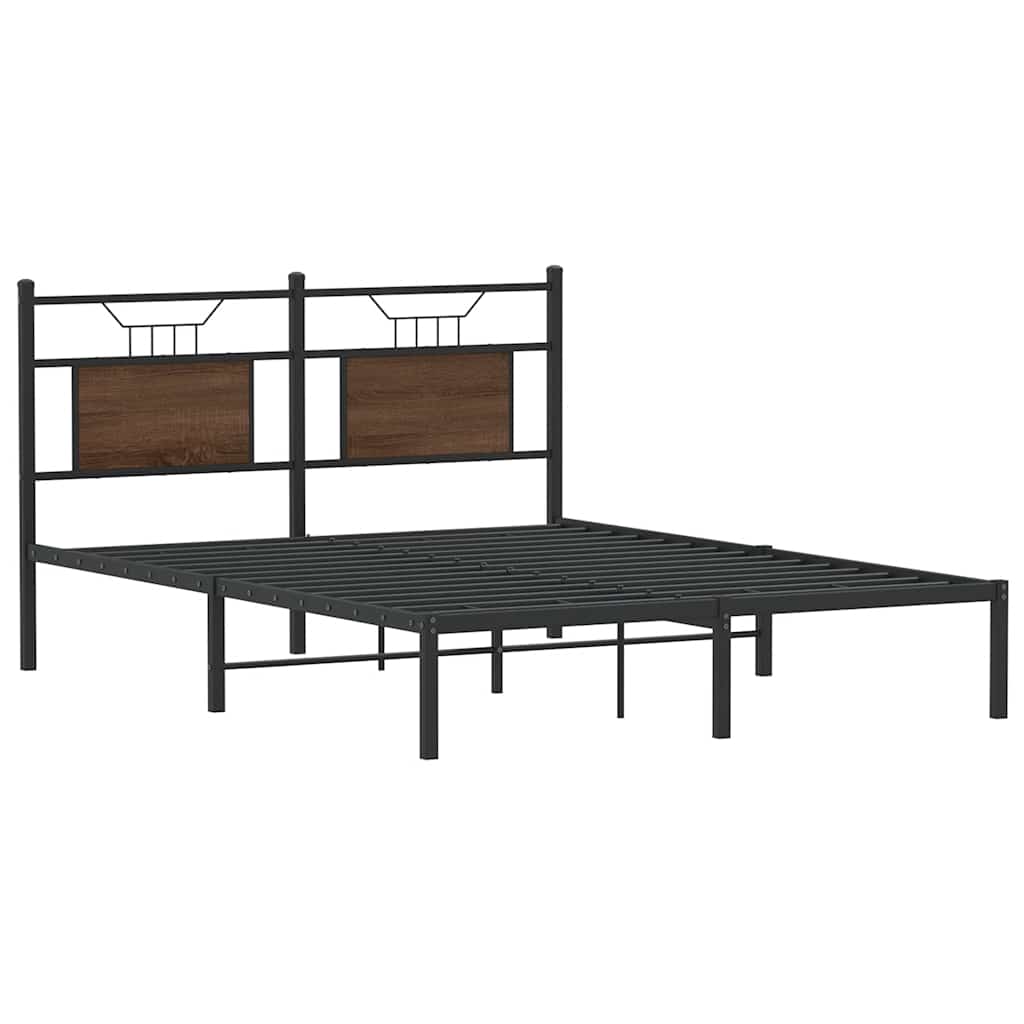 sengeramme 137x190 cm uden madras konstrueret træ brunt eg