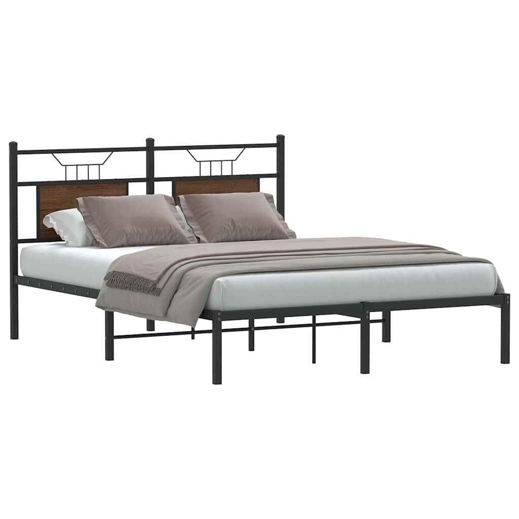 sengeramme 150x200 cm uden madras konstrueret træ brunt eg