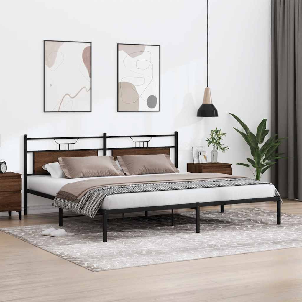 sengeramme uden madras 193x203 cm konstrueret træ brun eg