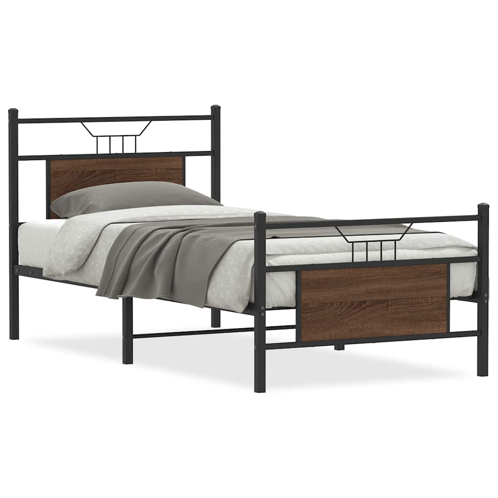 sengeramme 80x200 cm uden madras konstrueret træ brunt eg