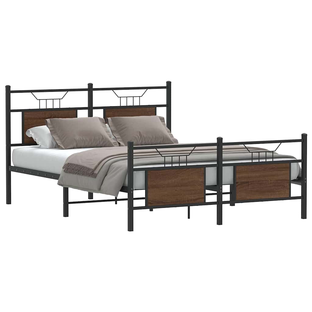 sengeramme 140x200 cm uden madras konstrueret træ brunt eg