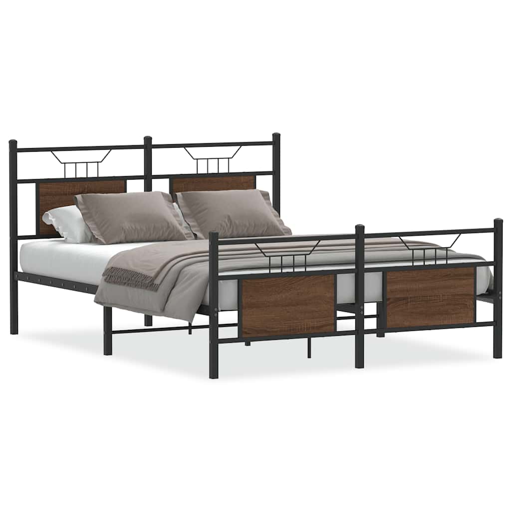 sengeramme 150x200 cm uden madras konstrueret træ brunt eg