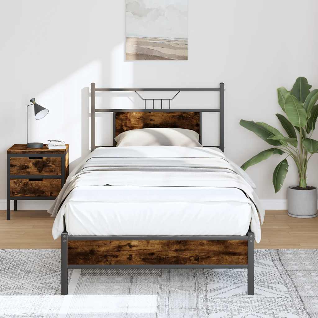 sengeramme 80x200 cm uden madras konstrueret træ røget eg