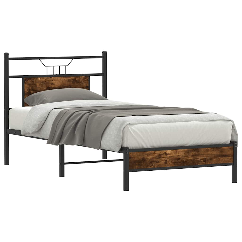 sengeramme 90x190 cm uden madras konstrueret træ røget eg