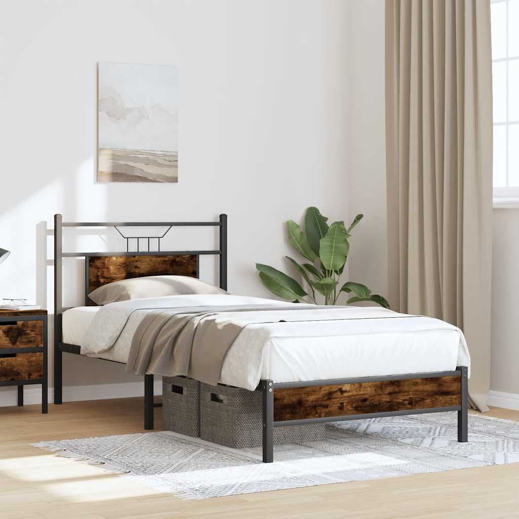 sengeramme 90x200 cm uden madras konstrueret træ røget eg