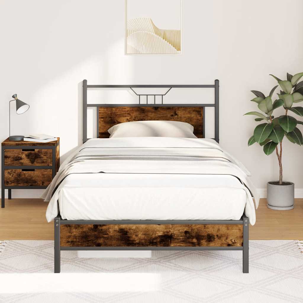sengeramme uden madras 107x203 cm konstrueret træ røget eg