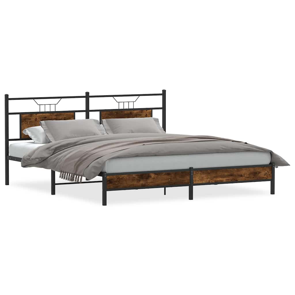 sengeramme uden madras 183x203 cm konstrueret træ røget eg