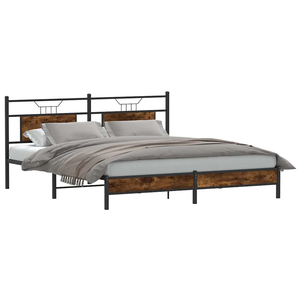 sengeramme uden madras 183x203 cm konstrueret træ røget eg