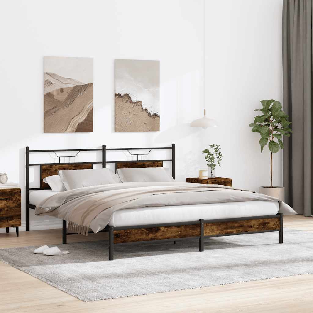 sengeramme uden madras 183x213 cm konstrueret træ røget eg