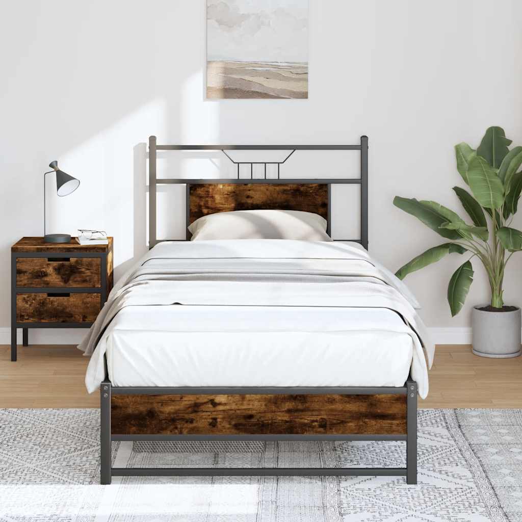 sengeramme 90x190 cm uden madras konstrueret træ røget eg