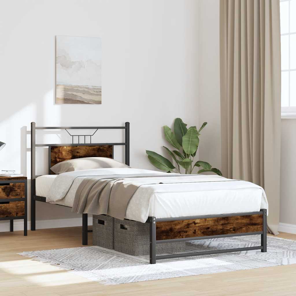 sengeramme 90x200 cm uden madras konstrueret træ røget eg