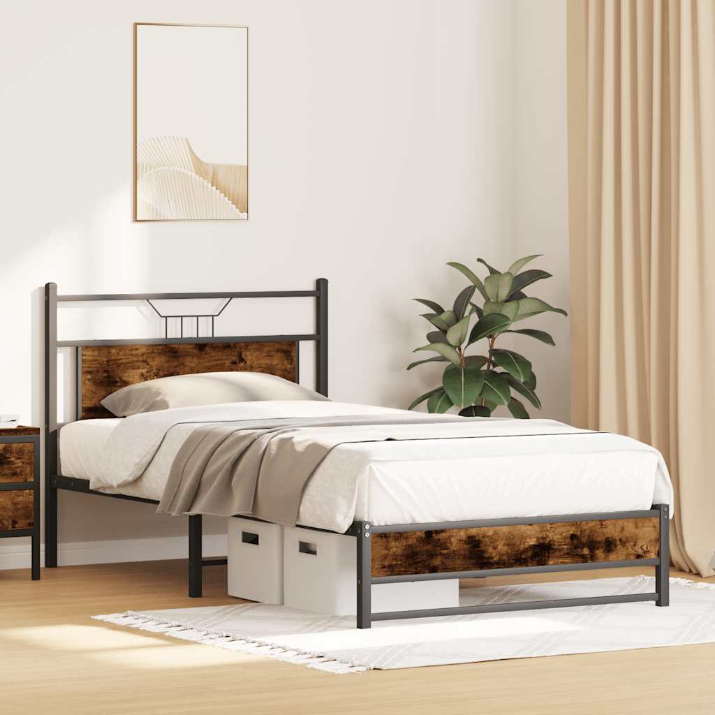 sengeramme uden madras 107x203 cm konstrueret træ røget eg