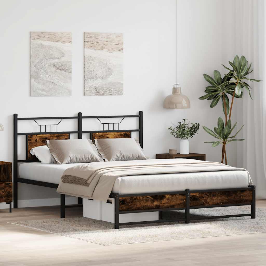 sengeramme 137x190 cm uden madras konstrueret træ røget eg