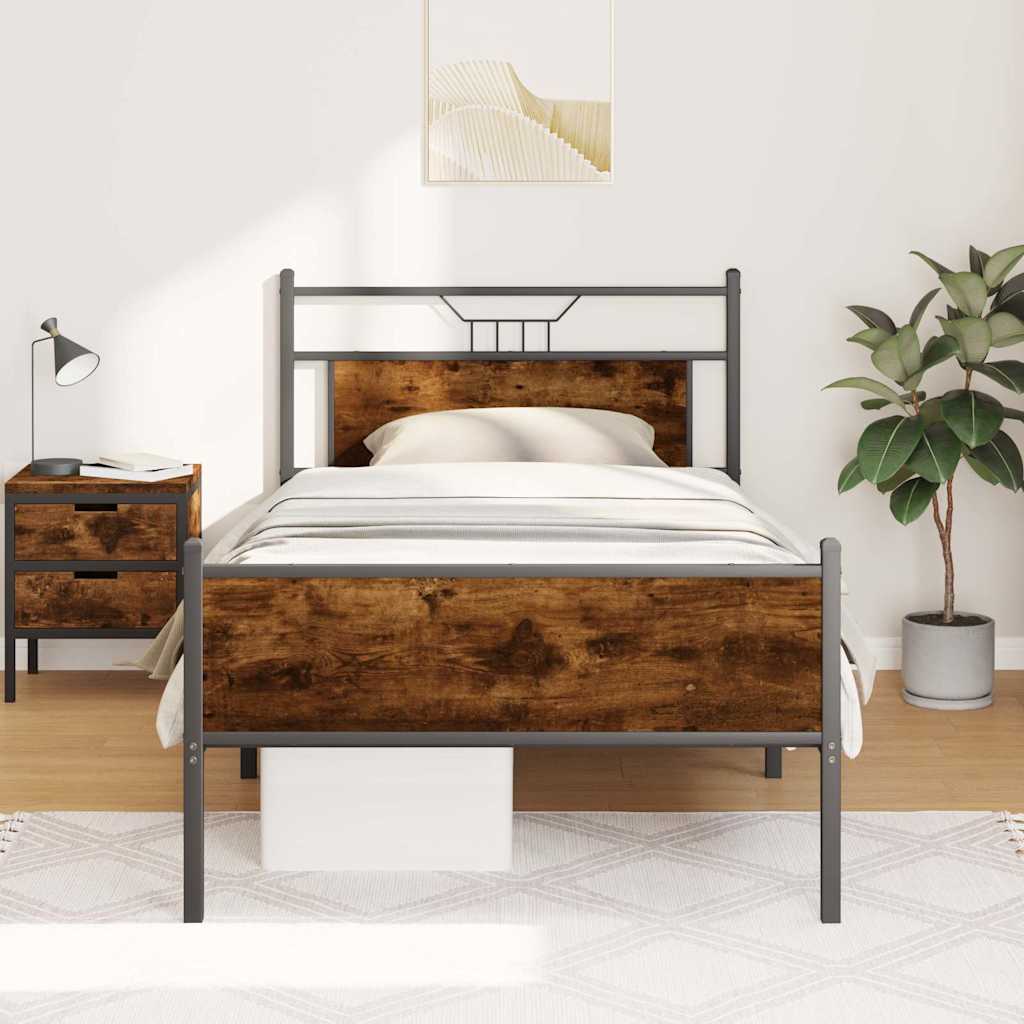 sengeramme 100x190 cm uden madras konstrueret træ røget eg